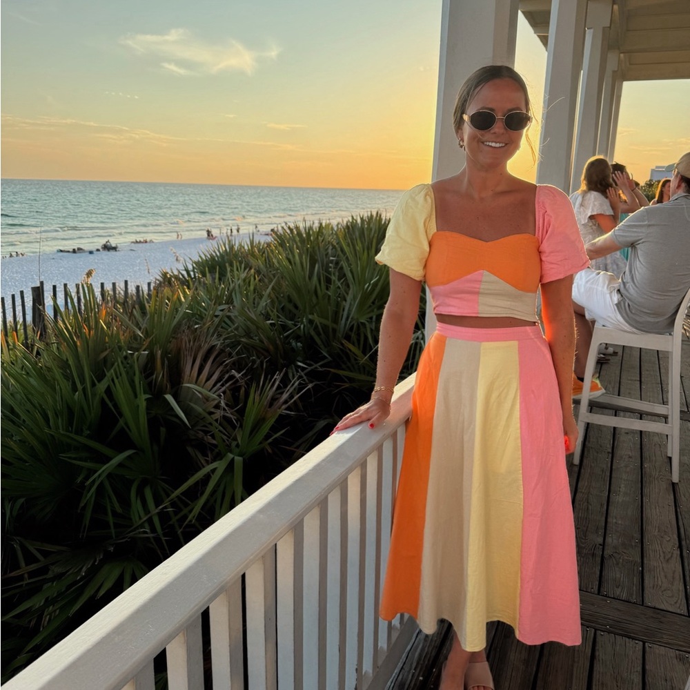 Colorblock Midi Two Piece Set